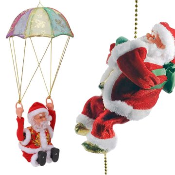 HOME & MARKER® Božićni Djed na padalu i penjač s glazbom, interaktivna dekoracija | SWINGCLIMB