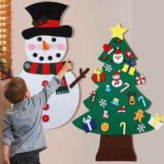HOME & MARKER® Snjegović i božićno drvce od filca s 26 ukrasa, DIY dekoracija za djecu | SNOWMANTREE