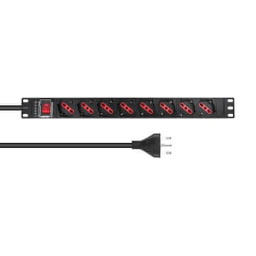 1U 19" 8 portova tip F/J, sa switchem, 2M kabel s J utikačem, LVR-2MIT-SW-IT8