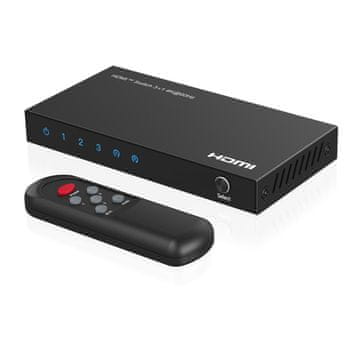MicroConnect HDMI prekidač 3x1 4K@60Hz, HDCP 2.2, s daljinskim upravljačem, MC-HDMISWITCH0301-4K