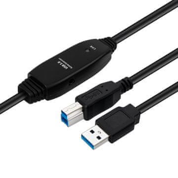 MicroConnect USB 3.2 Gen 1 AB kabel 10 m MM aktivni, crni, USB3.0AB10B