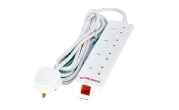 MicroConnect produžni kabel s prenaponskom zaštitom, 4 utičnice, 2 m, bijela, MC-UKSURGESTRIP4-2M