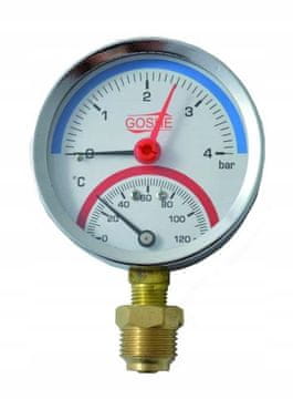 Termomanometar radijalni 80mm 0-4 bar 0-120°C 1/2
