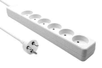 MicroConnect produžni kabel sa 6 utičnica, bijeli, 3 m, MC-GRU0603DKW