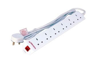 MicroConnect produžni kabel, 6 utičnica, 5 m, bijeli, sa zaštitom od prenapona, MC-UKSURGESTRIP6-5M