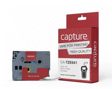 Capture Samoljepljiva traka 18 mm x 8 m crna na žutoj podlozi, CA-TZE641