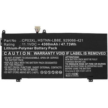 CoreParts baterija za prijenosno računalo za HP Spectre X360 13, Spectre 13, Li-Pol, 55,86 Wh 11,4 V 4900 mAh, crna i 48 Wh 11,1 V 4300 mAh, crna, MBXHP-BA0176