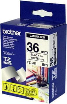 BROTHER P-Touch traka, crna na bijeloj podlozi, TZ261