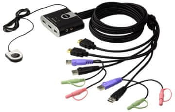 Aten CS692 2-portni USB HDMI audio KVM preklopnik s daljinskim upravljačem za odabir portova, CS692-AT