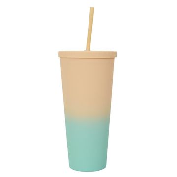 Intesi Čaša od polipropilenske slamke s tie-dye uzorkom 700 ml žuto-tirkizna