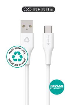 eSTUFF INFINITE USB-C na USB-A kabel 1 m bijeli. Reciklirana plastika. Super mekan, ES605170-BULK