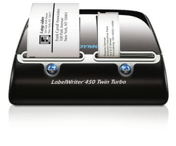 Dymo LabelWriter 450 Twin Turbo, termalni pisač naljepnica, 600 x 300 DPI, 71 naljepnica/min, crna i srebrna, Windows XP/Vista/7 Mac OS, S0838870