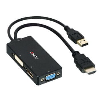 Lindy HDMI na DisplayPort, DVI i VGA pretvarač, 38182