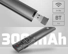 Natec Warbler 2 bežični laserski pokazivač, 8 tipki, punjiva baterija, 2,4 GHz / Bluetooth, USB-C