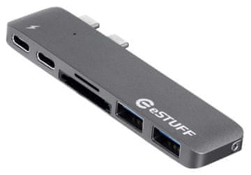 eSTUFF Gray HUB Thunderbolt 40Gb, 5K MacBook PRO
