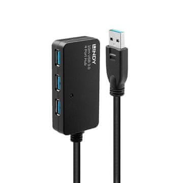 Lindy USB 3.0 aktivni hub s 4 porta, 5 Gbps, 10 m, tip A USB 3.2 Gen 1, 43159