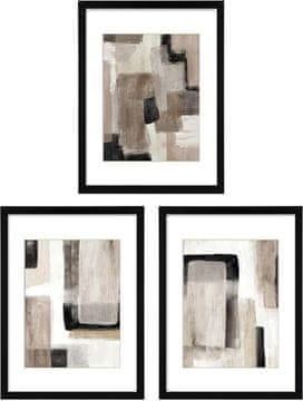 Nikcorp Set 3 okvira za slike s izmjenjivim posterima, moderna zidna dekoracija za dnevni boravak, apstraktna umjetnost, crni, 29x36 cm