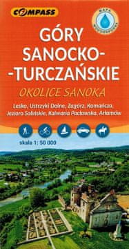 Compass Sanoksko-turčanske planine. Područje Sanoka. Laminirana turistička karta. Izdanje 2024. Kompas