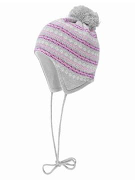 Doll Djevojačka kapa s pompomom, vezana, siva i ružičasta, Döll