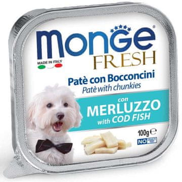 Monge Dog Pašteta od svježeg bakalara i komadići 100g