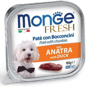 Monge Dog svježa pačja pašteta i komadići 100g