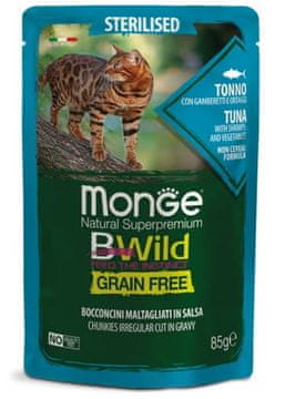 Monge BWild Cat Sterilizirana tuna sa škampima i povrćem u umaku 85 g