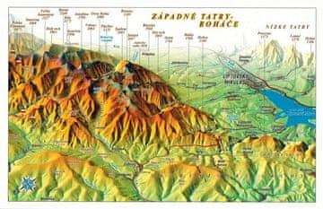 Zapadne Tatre - Roháče. Panoramska karta s 3D efektom. Razglednica