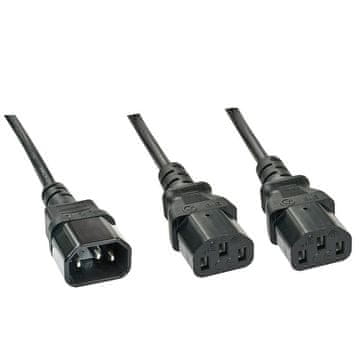 Lindy produžni kabel 1m C14 na 2x IEC C13, 30363