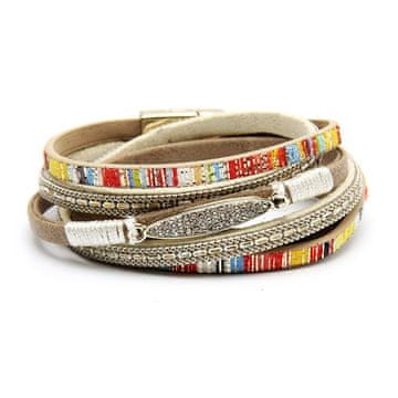 Ženska BOHO narukvica u kaki boji s privjeskom od pera i magnetom, 19,5 cm
