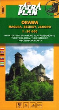 Orava, Magura, Żywiec Beskids, Oravsko jezero. Turistička karta 5007. Plan Tatre