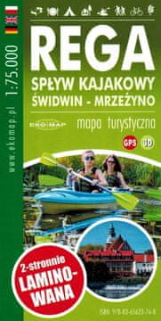 Rega - staza za kajakarenje 1:75 000. Świdwin-Mrzeżyno. Plastificirana turistička karta.