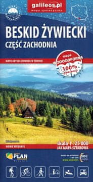 Żywiec Beskids, zapadni dio. Vodootporna turistička karta. Galilej