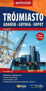 Tromjesto. Gdanjsk, Gdynia, Sopot. Karta / grada. Galilej
