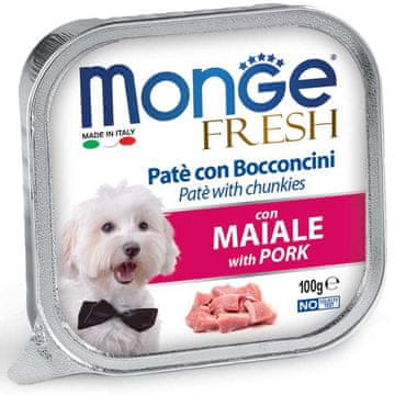 Monge Dog Svježa pašteta i komadići svinjetine 100g