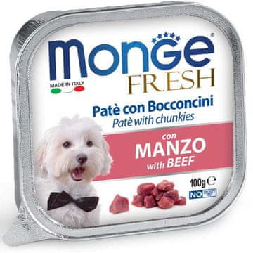 Monge Dog svježa pašteta i komadići govedine 100g