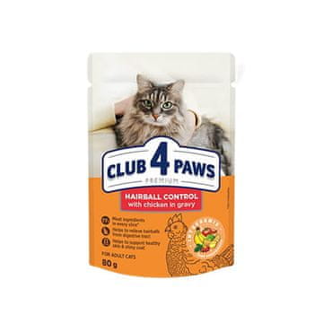 Club 4 Paws PREMIUM HRANA ZA ODRASLE MAČKE PROTIV DLAKIH KOLIĆA - VREĆICA 80 g