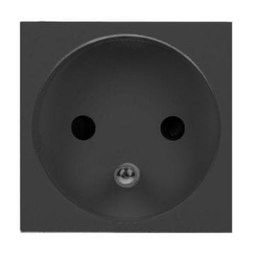 Orno Modularna utičnica 45x45mm 1x2P+Z, tip E french, 16A 250V, crna