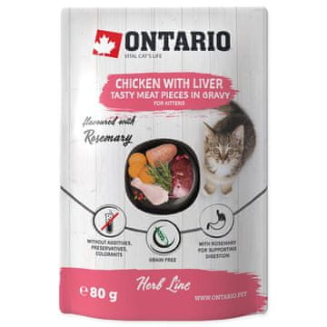 Ontario CAT Kitten u umaku od piletine s začinskim biljem, jetrica, riže i ružmarina 80 g
