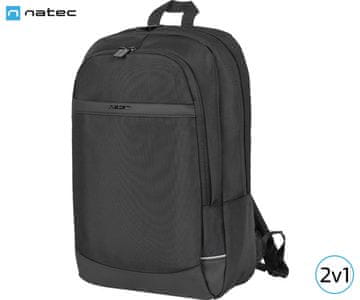Natec KUDU univerzalni 2u1 ruksak, do 39,6 cm (15,6), 19L, putni/poslovni, 8 džepova, vodootporan, crni
