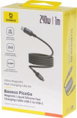 BASEUS kabel USB C-C 1m 240W PicoGo magnetski silikonski crni P10376800121-00
