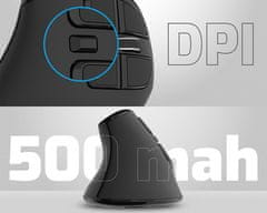 Natec Euphonie PRO vertikalni bežični miš, BT / USB 2.4GHz, 4000DPI, 9 tipki, punjiva baterija, USB-C