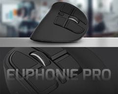 Natec Euphonie PRO vertikalni bežični miš, BT / USB 2.4GHz, 4000DPI, 9 tipki, punjiva baterija, USB-C