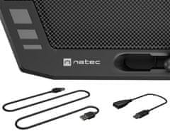Natec ORIOLE rashladni stalak za laptop, do 17,3, 7 kutova nagiba, 3x120 mm ventilator, LED osvjetljenje, 2x USB-A