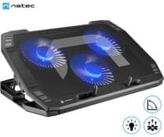 Natec ORIOLE rashladni stalak za laptop, do 17,3, 7 kutova nagiba, 3x120 mm ventilator, LED osvjetljenje, 2x USB-A