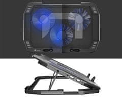Natec ORIOLE rashladni stalak za laptop, do 17,3, 7 kutova nagiba, 3x120 mm ventilator, LED osvjetljenje, 2x USB-A