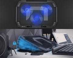 Natec ORIOLE rashladni stalak za laptop, do 17,3, 7 kutova nagiba, 3x120 mm ventilator, LED osvjetljenje, 2x USB-A