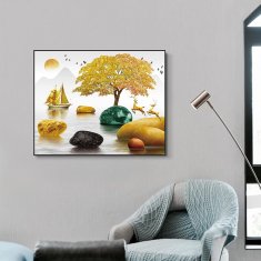 HOME & MARKER® Ukrasna slika za poklopac razvodne kutije 30×40 cm, moderan PS okvir, dekor za dnevni boravak i ured | DECOFRAME, tree