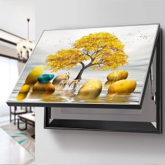 HOME & MARKER® Ukrasna slika za poklopac razvodne kutije 30×40 cm, moderan PS okvir, dekor za dnevni boravak i ured | DECOFRAME, tree