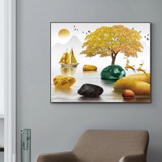 HOME & MARKER® Ukrasna slika za poklopac razvodne kutije 30×40 cm, moderan PS okvir, dekor za dnevni boravak i ured | DECOFRAME, tree