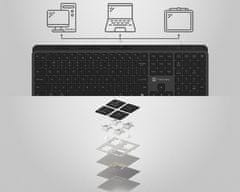 Natec MEDUSA bežična tipkovnica, Bluetooth / USB 2.4GHz, tihi prekidači, punjiva baterija, USB-C